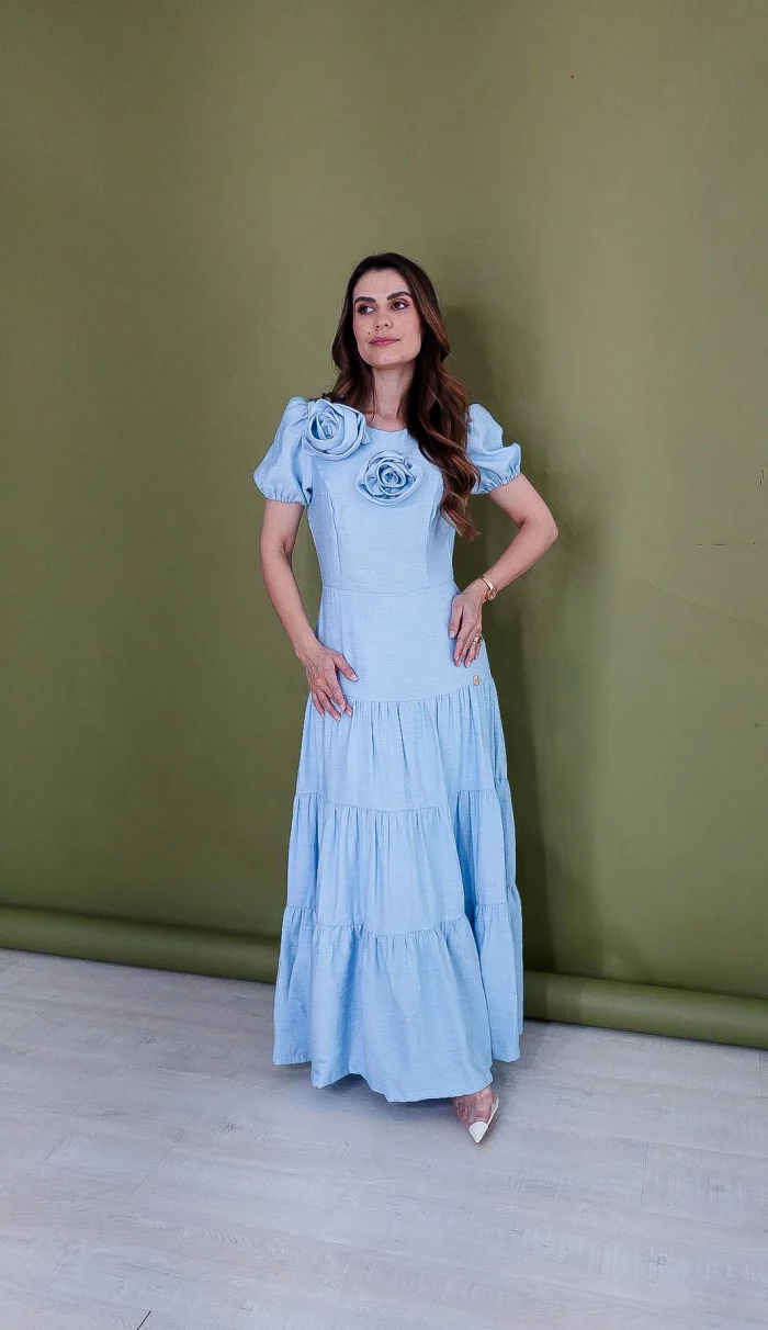 vestido tainara azul