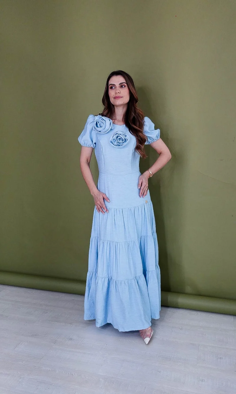 vestido tainara azul