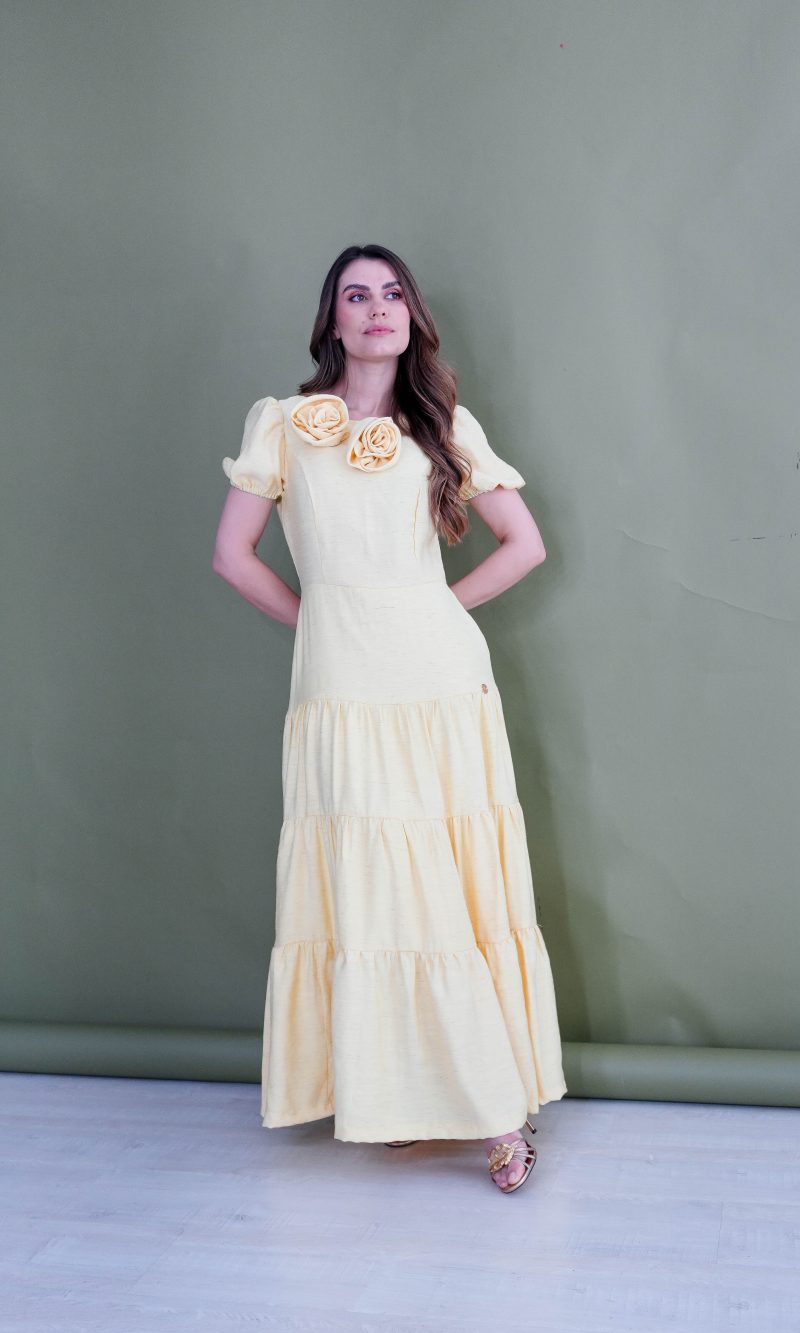 vestido tainara amarelo