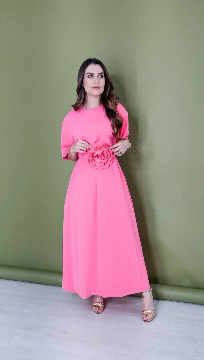 vestido elisabete rosa