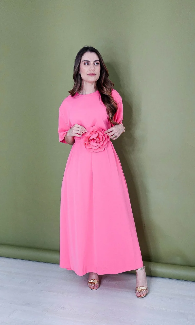 vestido elisabete rosa