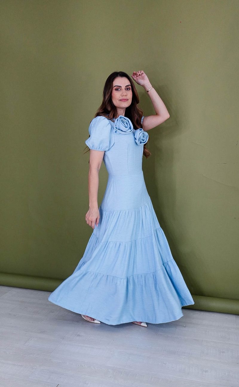 vestido tainara azul