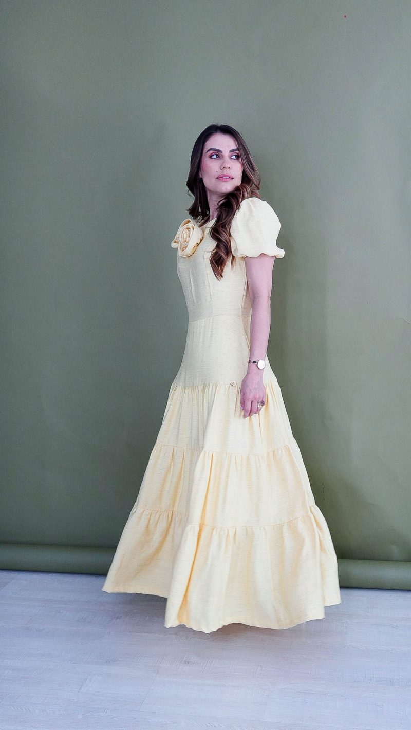 vestido tainara amarelo