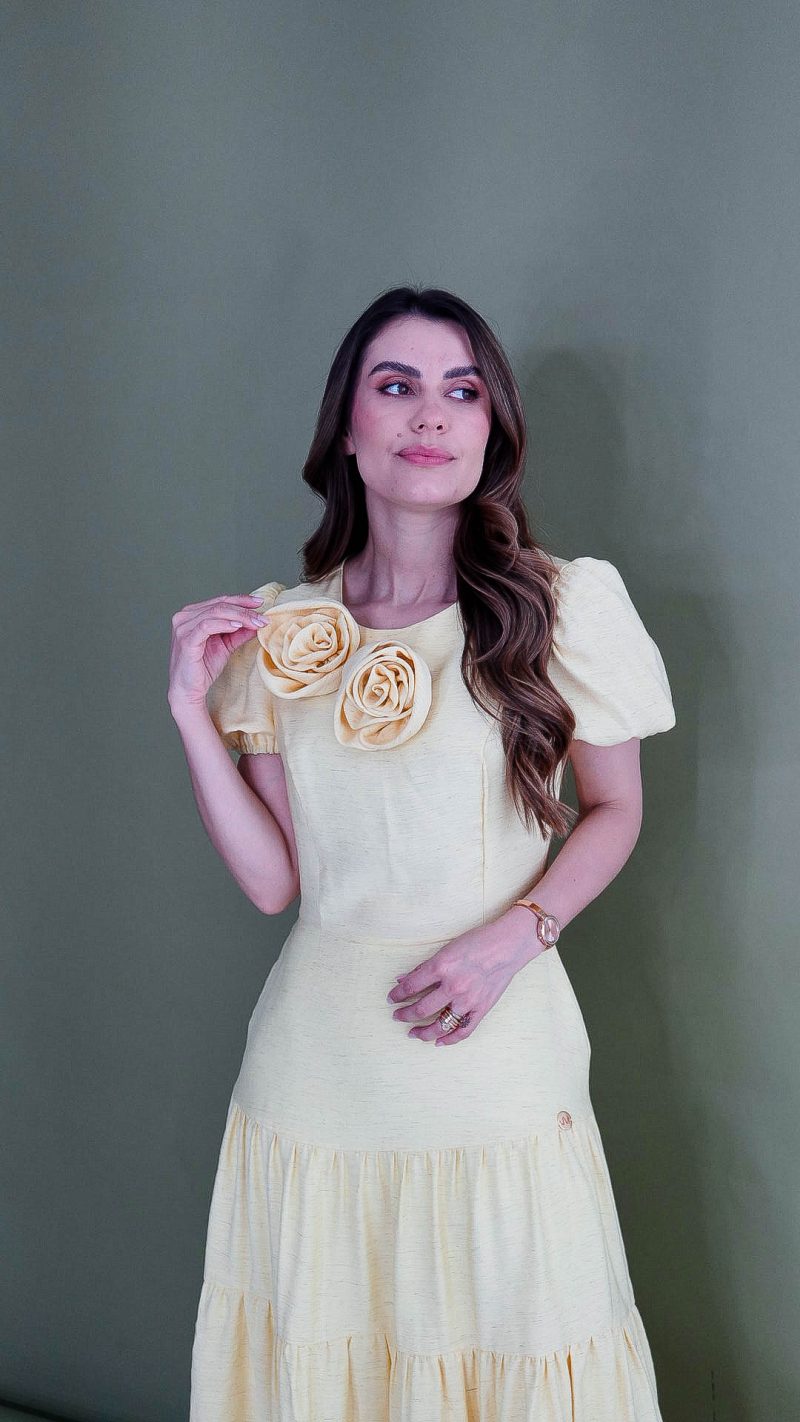 vestido tainara amarelo