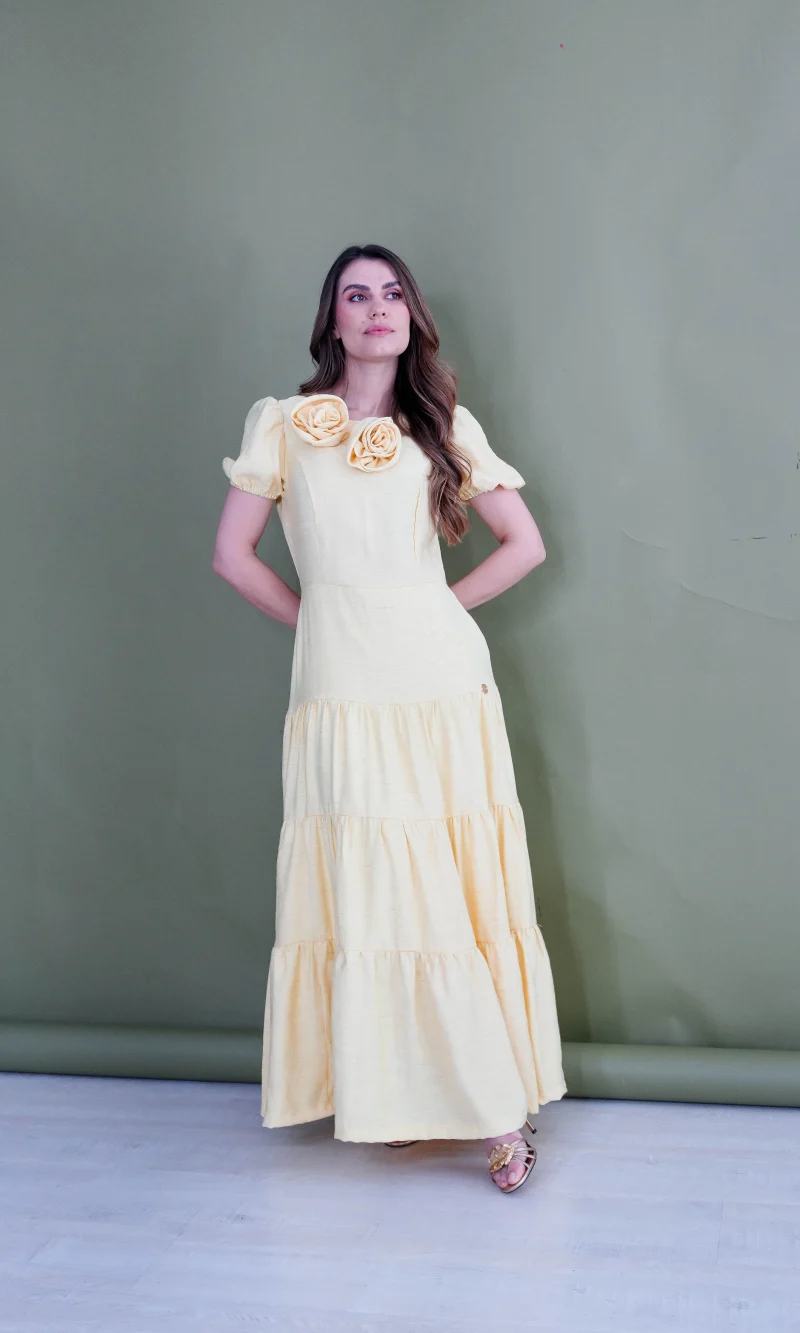 vestido tainara amarelo