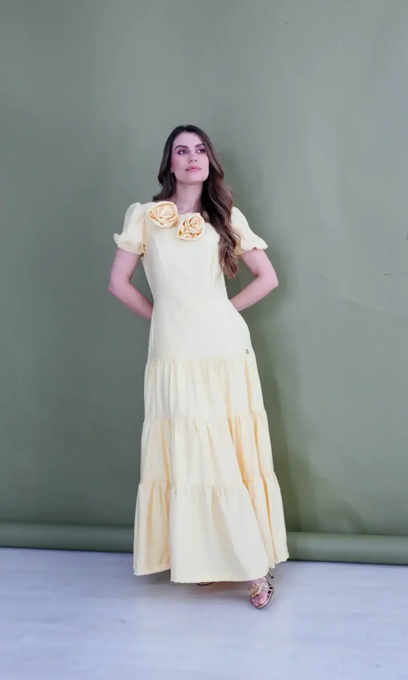 vestido tainara amarelo