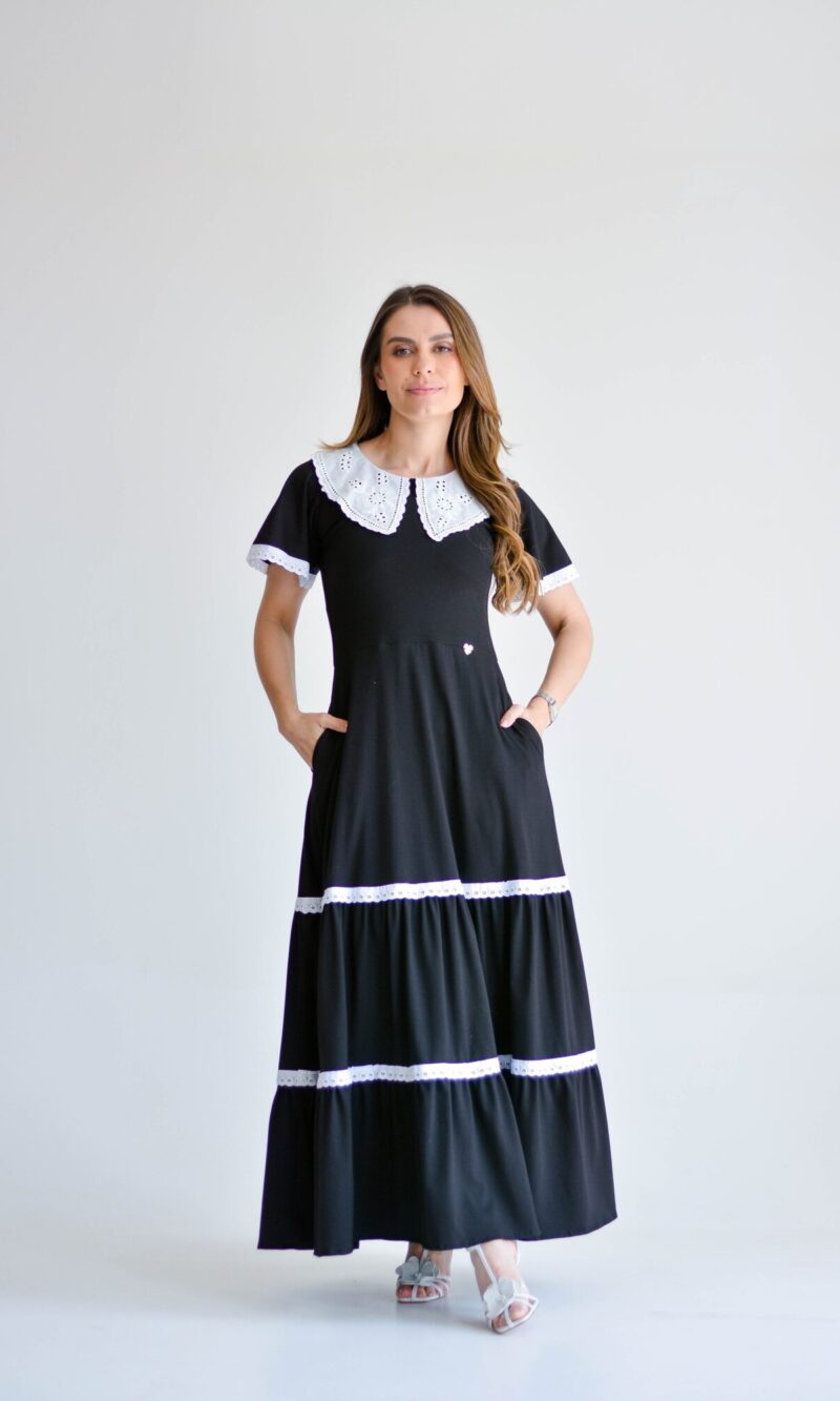 vestido rebeca preto