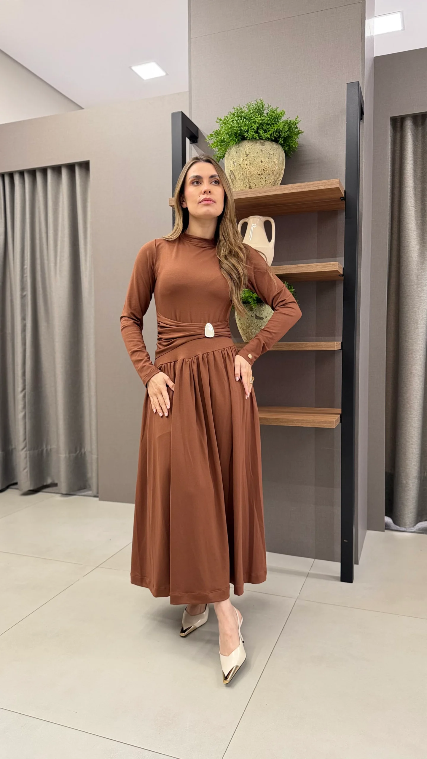 Vestido Laisa Marrom