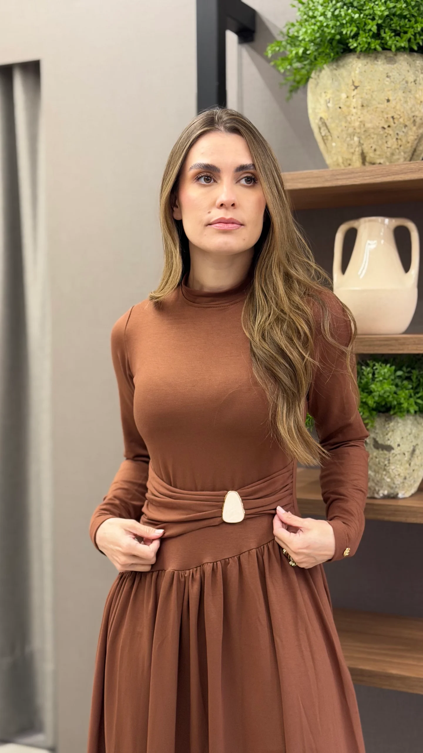 Vestido Laisa Marrom