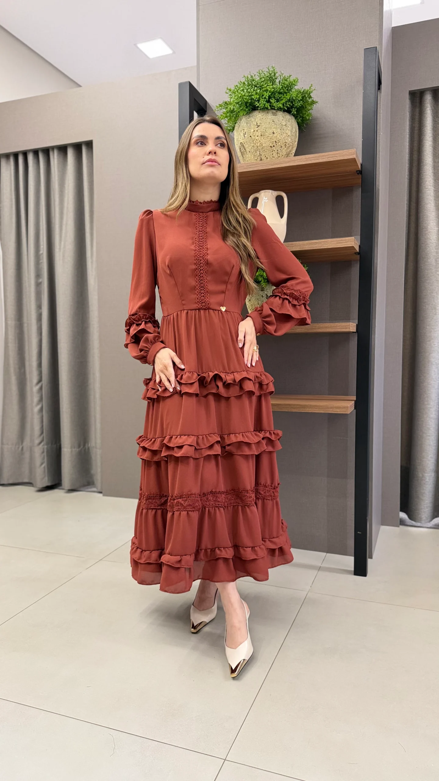 Vestido Amanda Marrom