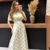 Vestido De Linho Misto M.C Poa