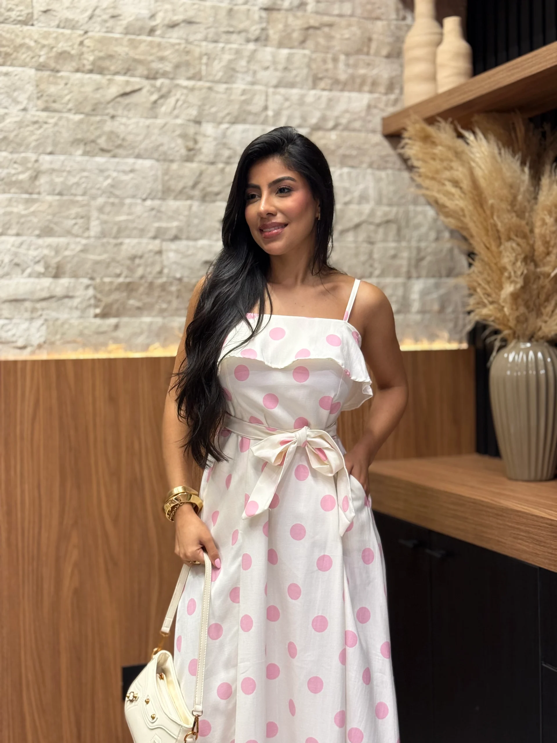 Vestido De Linho Misto Alcinha
