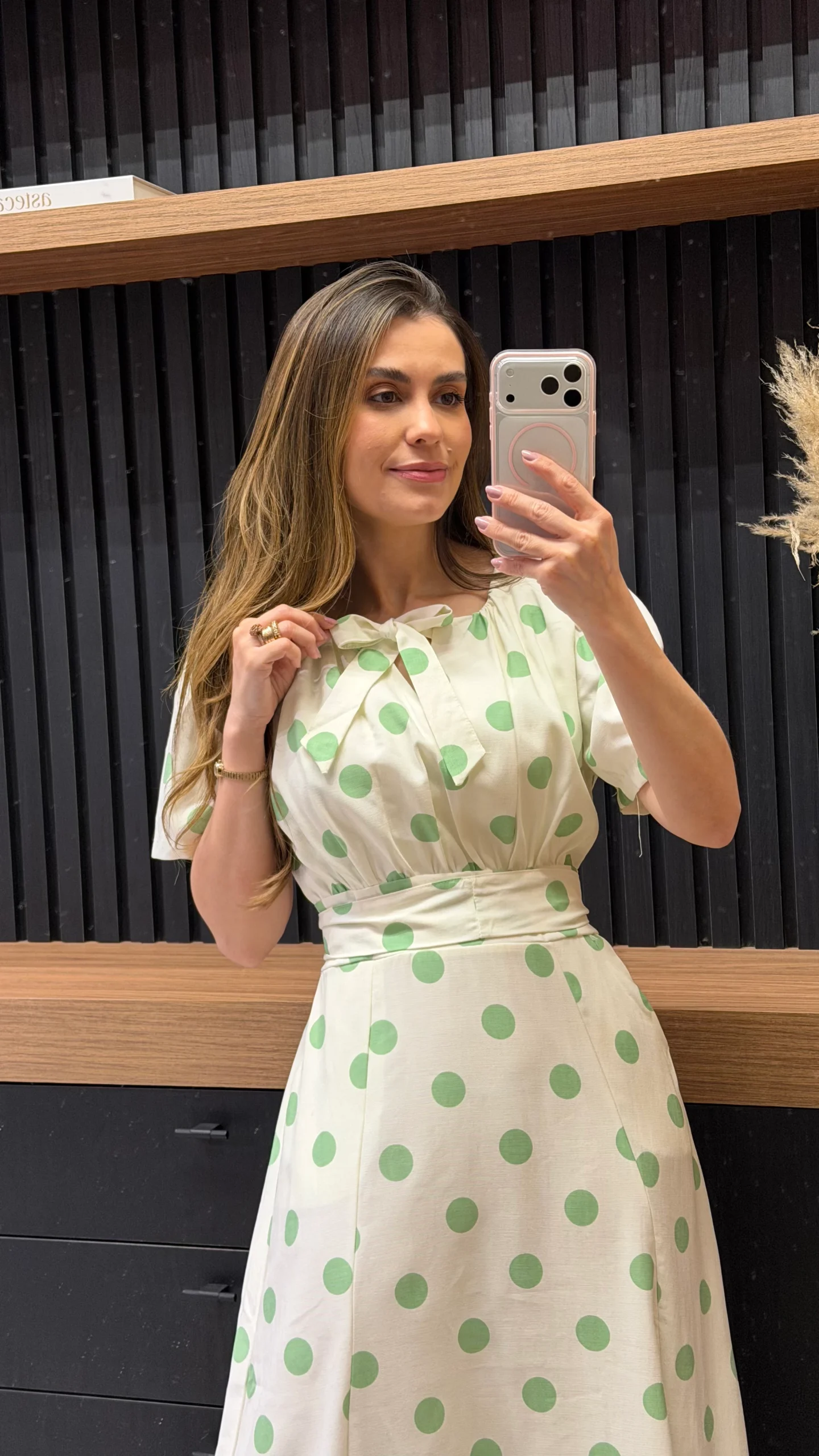 Vestido De Linho Misto M.C Poa