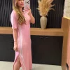 Vestido Moletinho Mc Com Listras Laterais