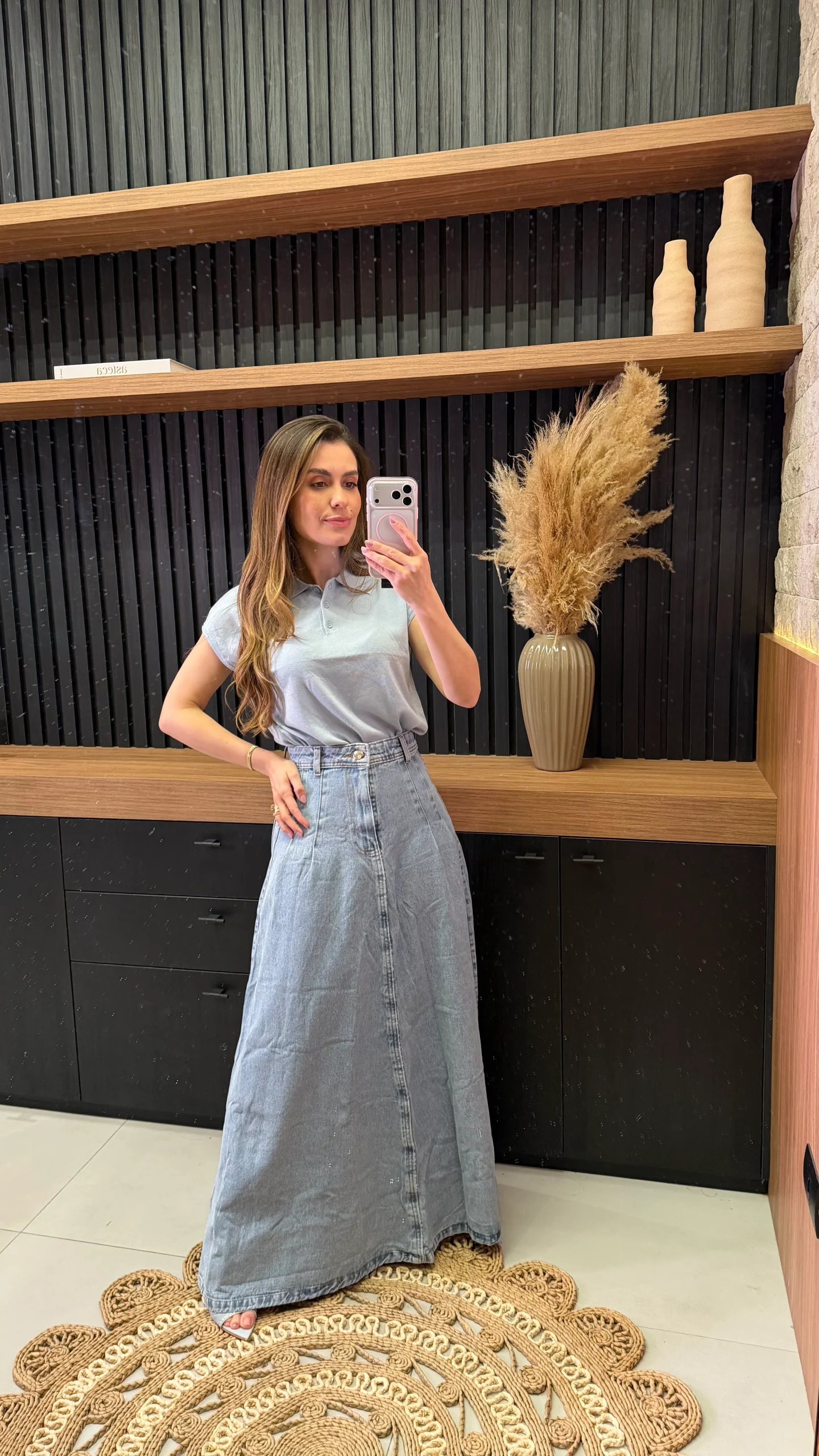 Saia Jeans Longa