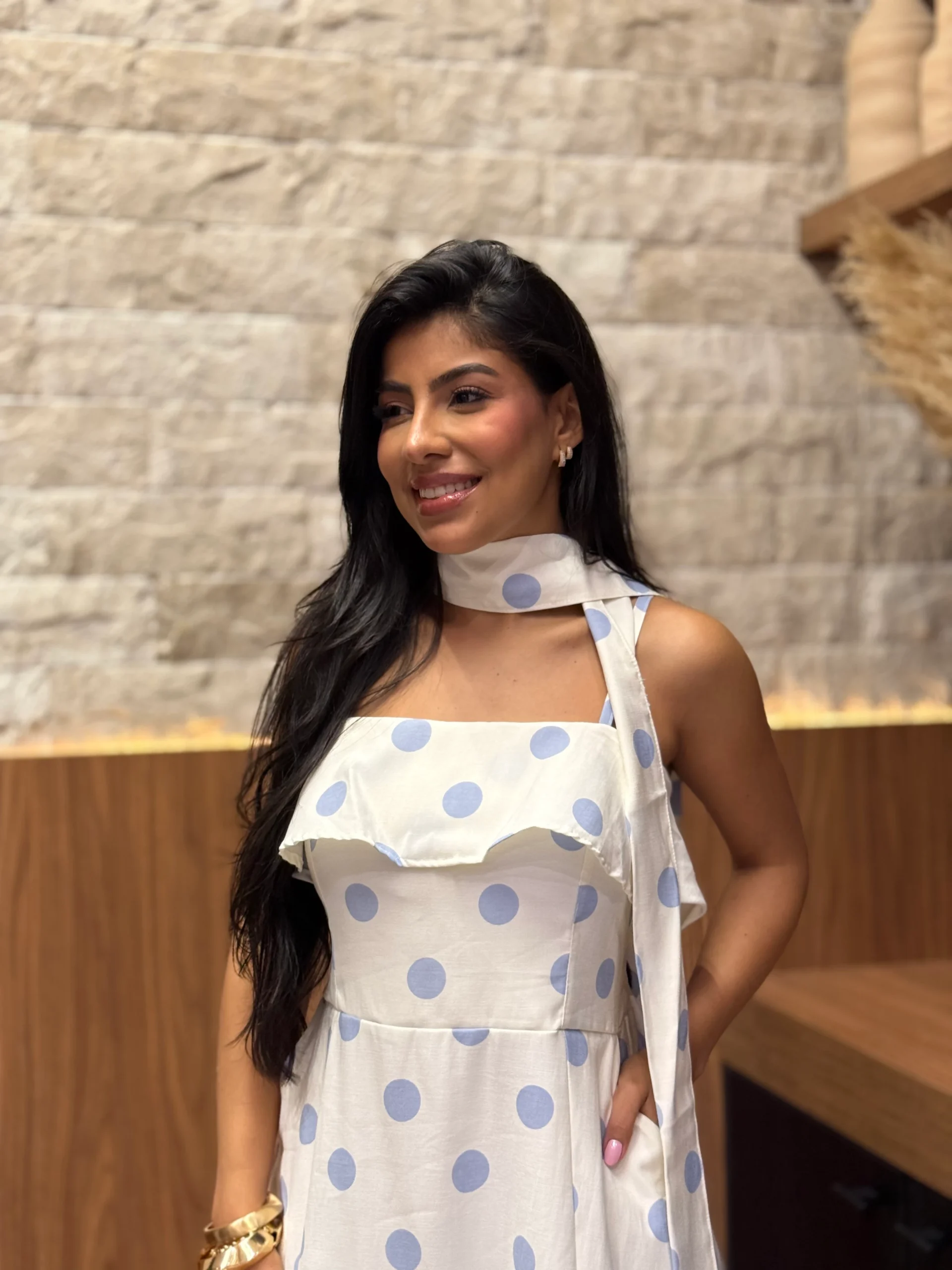 Vestido De Linho Misto Alcinha