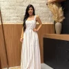 Vestido De Linho Misto Alcinha Listrado